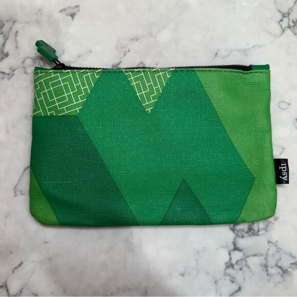 Tetris x Ipsy Green Geometric Pouch - Picture 1 of 2